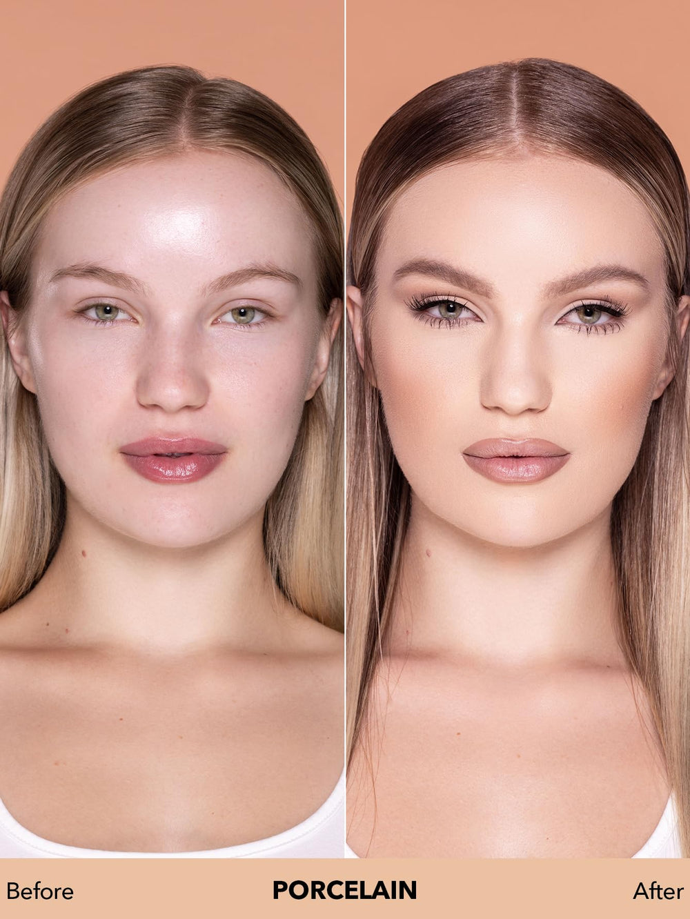 SHEGLAM foundation Porcelain swatches—accurate shade match for light skin.