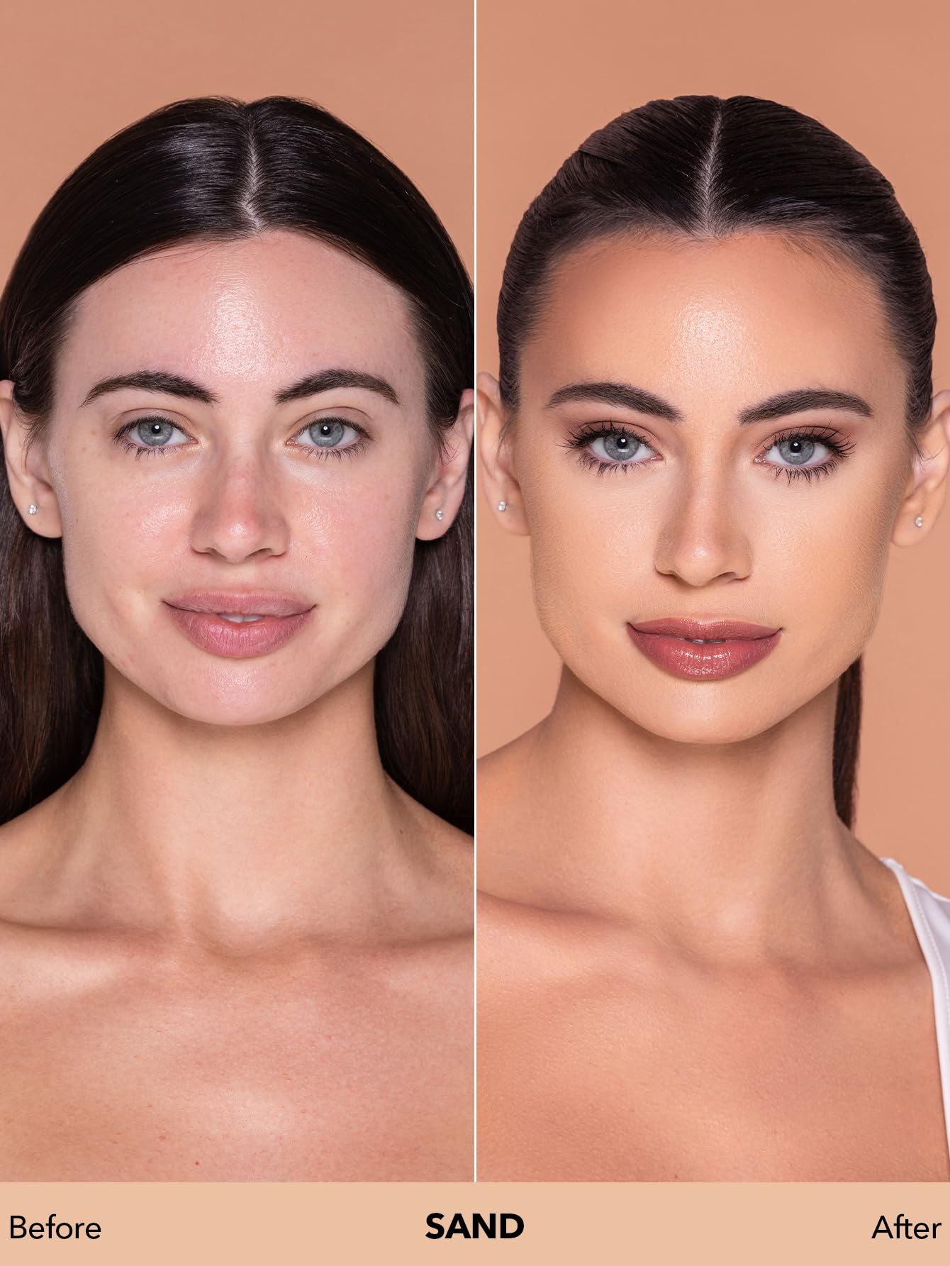SHEGLAM Sand foundation pump bottle in action for easy, mess-free application.