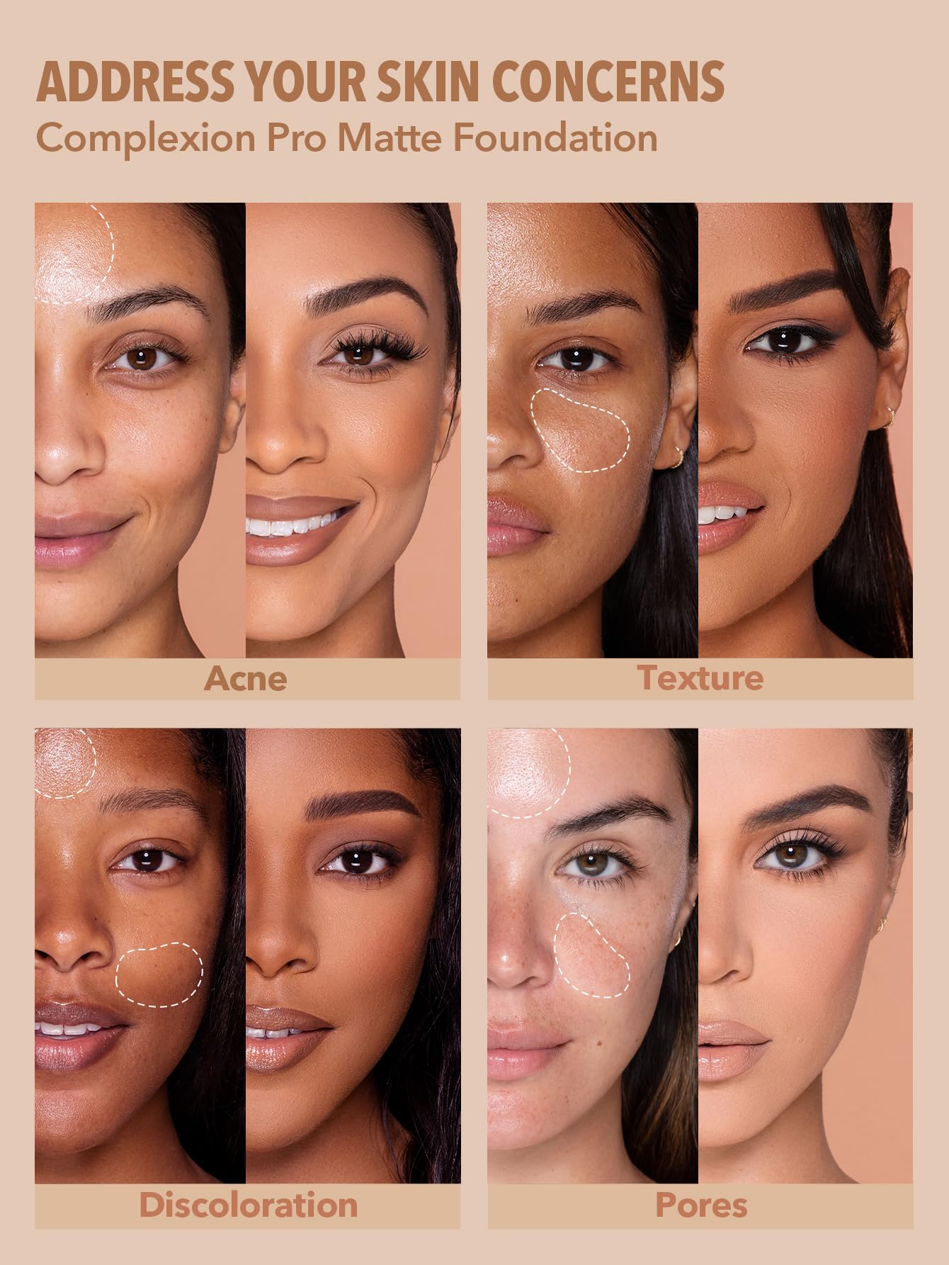 SHEGLAM foundation texture close-up highlights creamy consistency and blendable finish.