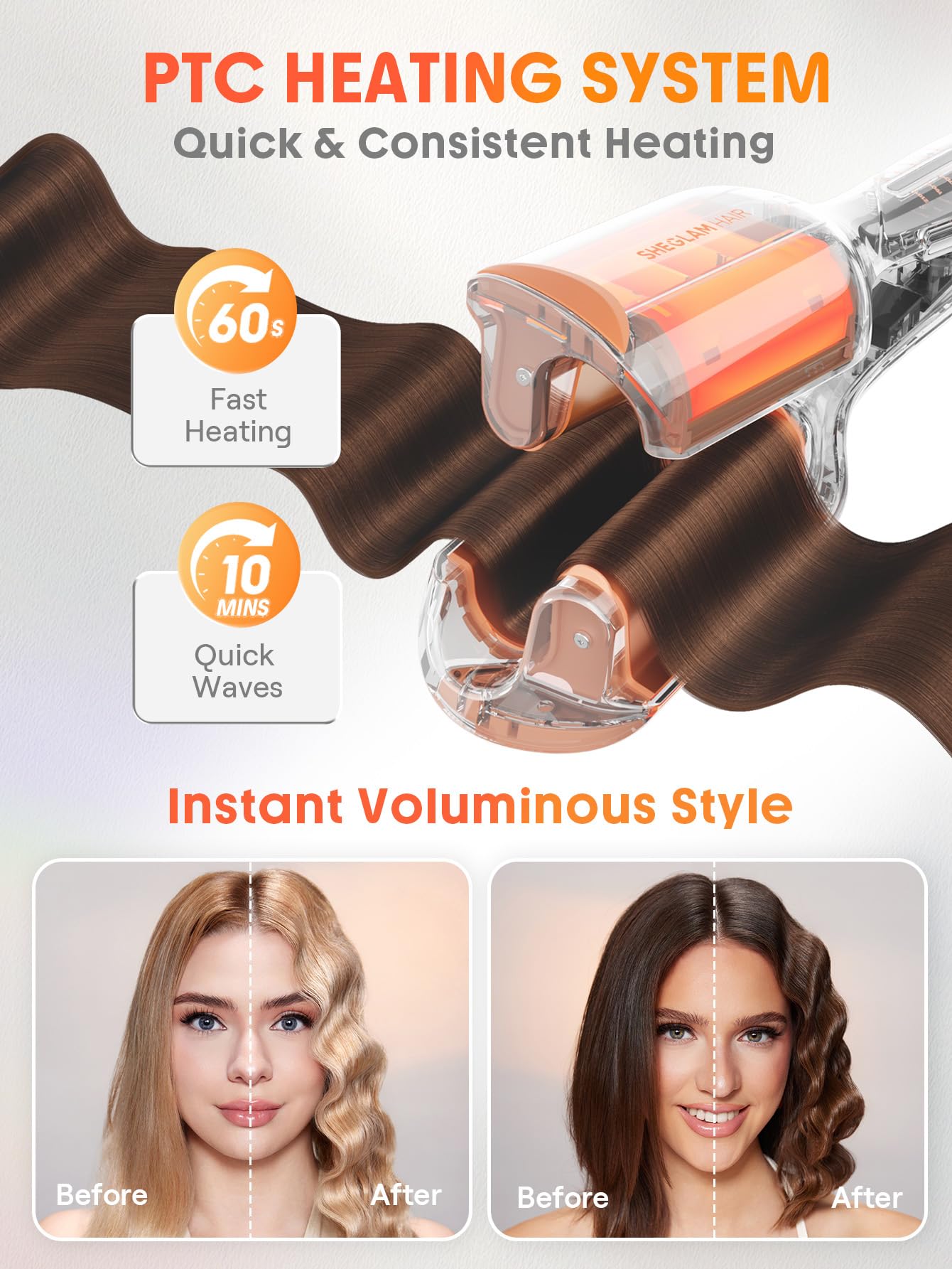SHEGLAM Beach Babe Waver anti-scald insulation protects fingers during use.
