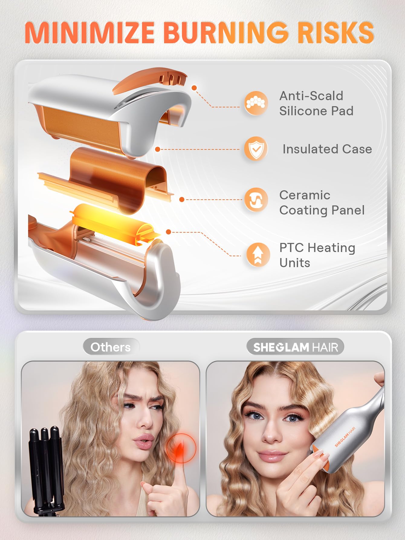 SHEGLAM Hair Beach Babe Waver gloss-pro coating delivers smoother, shinier curls.