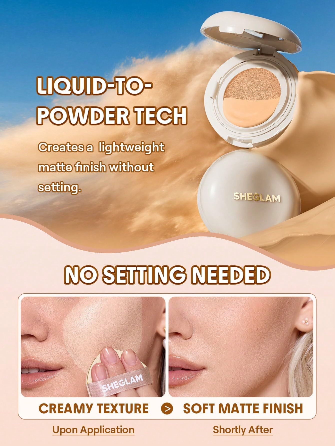 SHEGLAM Lock & Go compact open for on-the-go touch-ups.