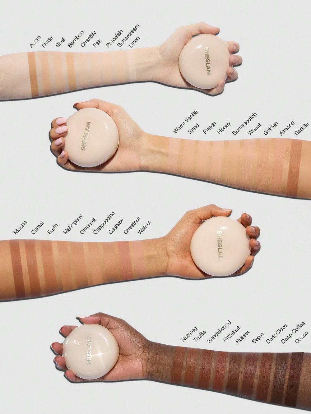 SHEGLAM Lock & Go bisabolol ingredient highlight on packaging graphic.