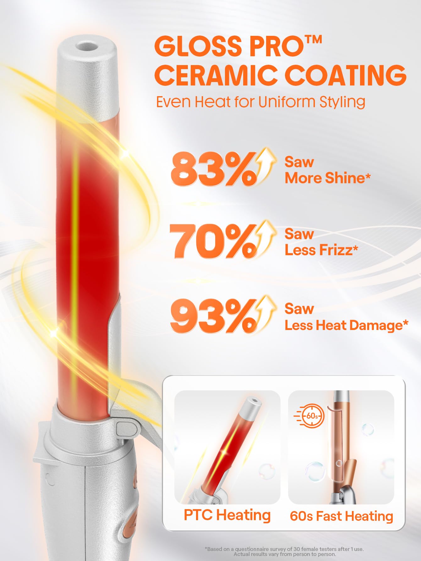 SHEGLAM rotating curling iron auto-rotate and home button reset for safety.