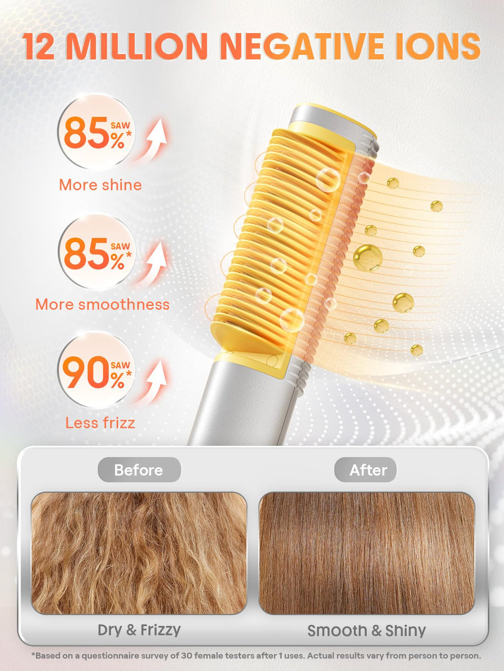 SHEGLAM Straightener Brush 24K gold ionic comb for frizz control.