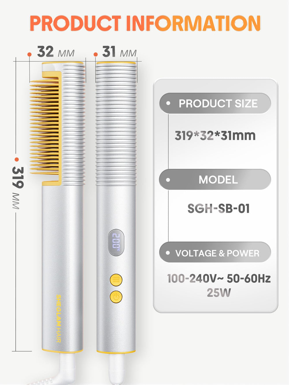 SHEGLAM Straightener Brush compact and lightweight for travel.