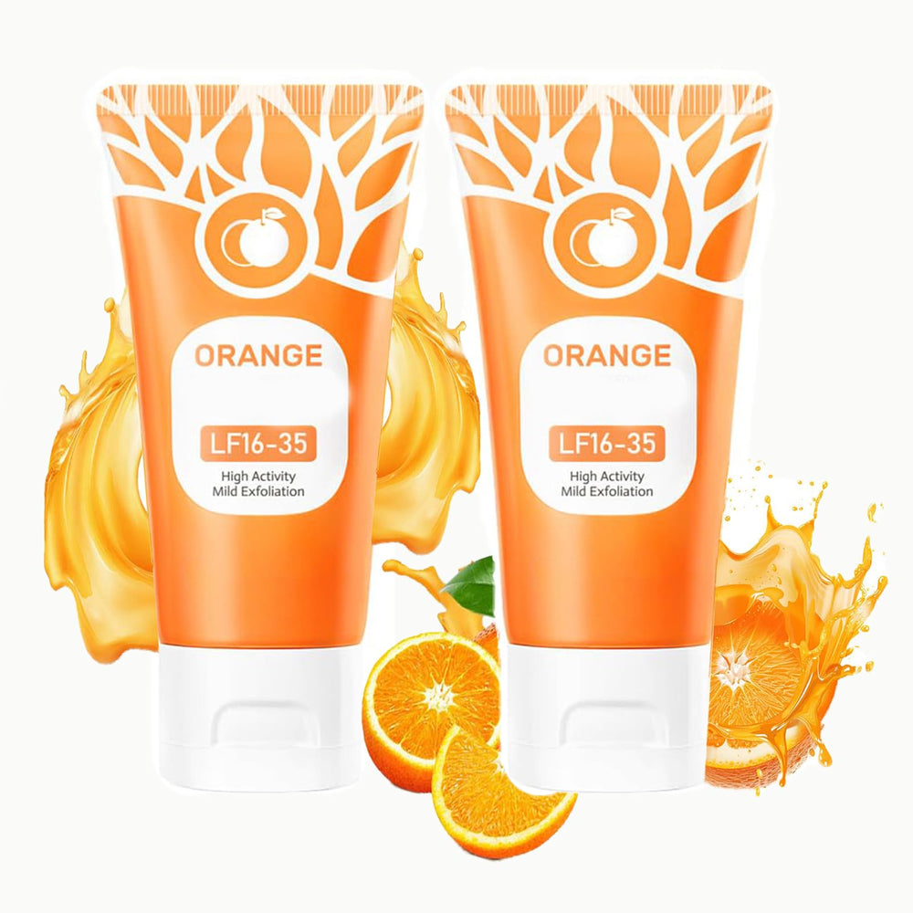 shelanrn orange-exfoliating-gel packshot shows the 2-piece set for pore cleansing