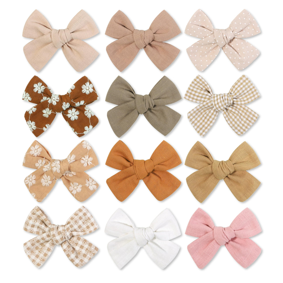Shelbybox baby girl hair clips set 1 with earthy bows for all-day secure hold