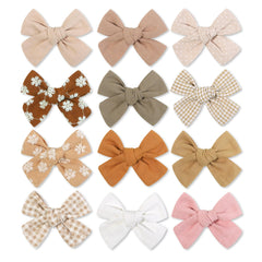 Shelbybox baby girl hair clips set 1 with earthy bows for all-day secure hold