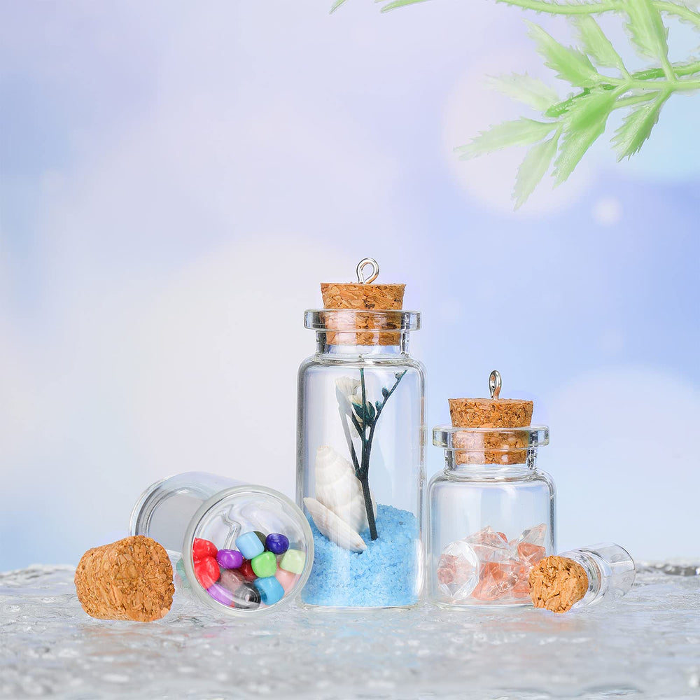 Sherli bottle set—clear glass, five sizes, ideal for crafts.