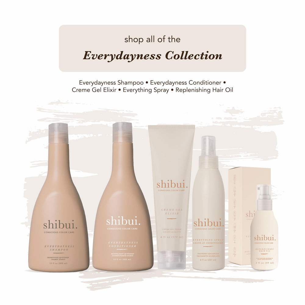 SHIBUI Everydayness creamy lather on hair strands suggests daily refresh.