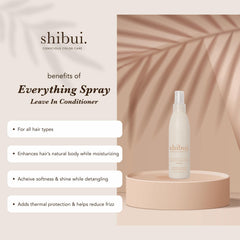 SHIBUI Everything Spray being applied to hair for smooth detangling.