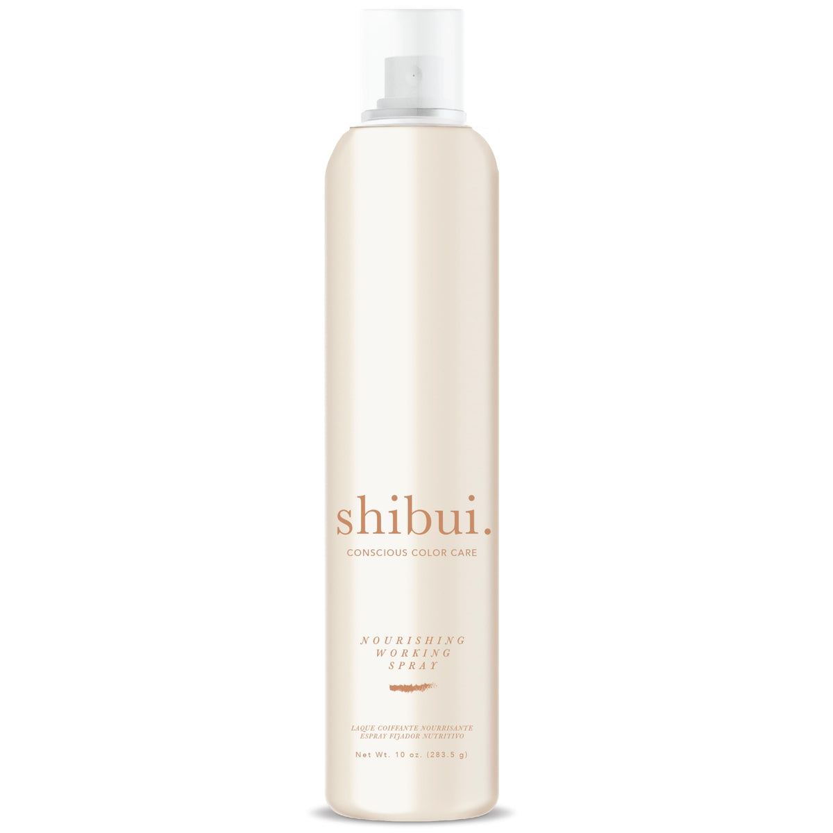 SHIBUI Nourishing Working Spray bottle demonstrates buildable hold for flexible styling.