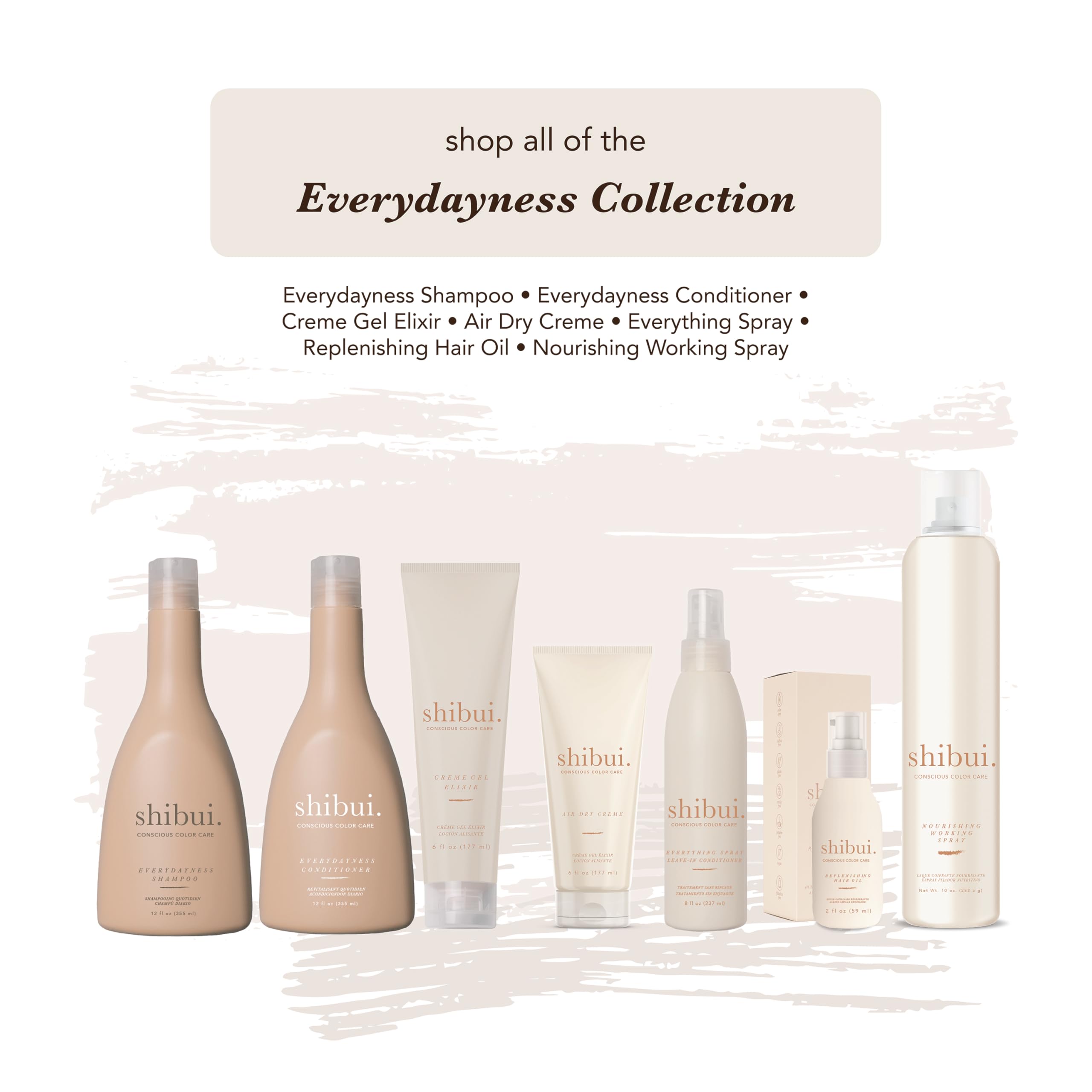 SHIBUI Nourishing Working Spray packaging communicates sustainable, toxin-free daily styling.