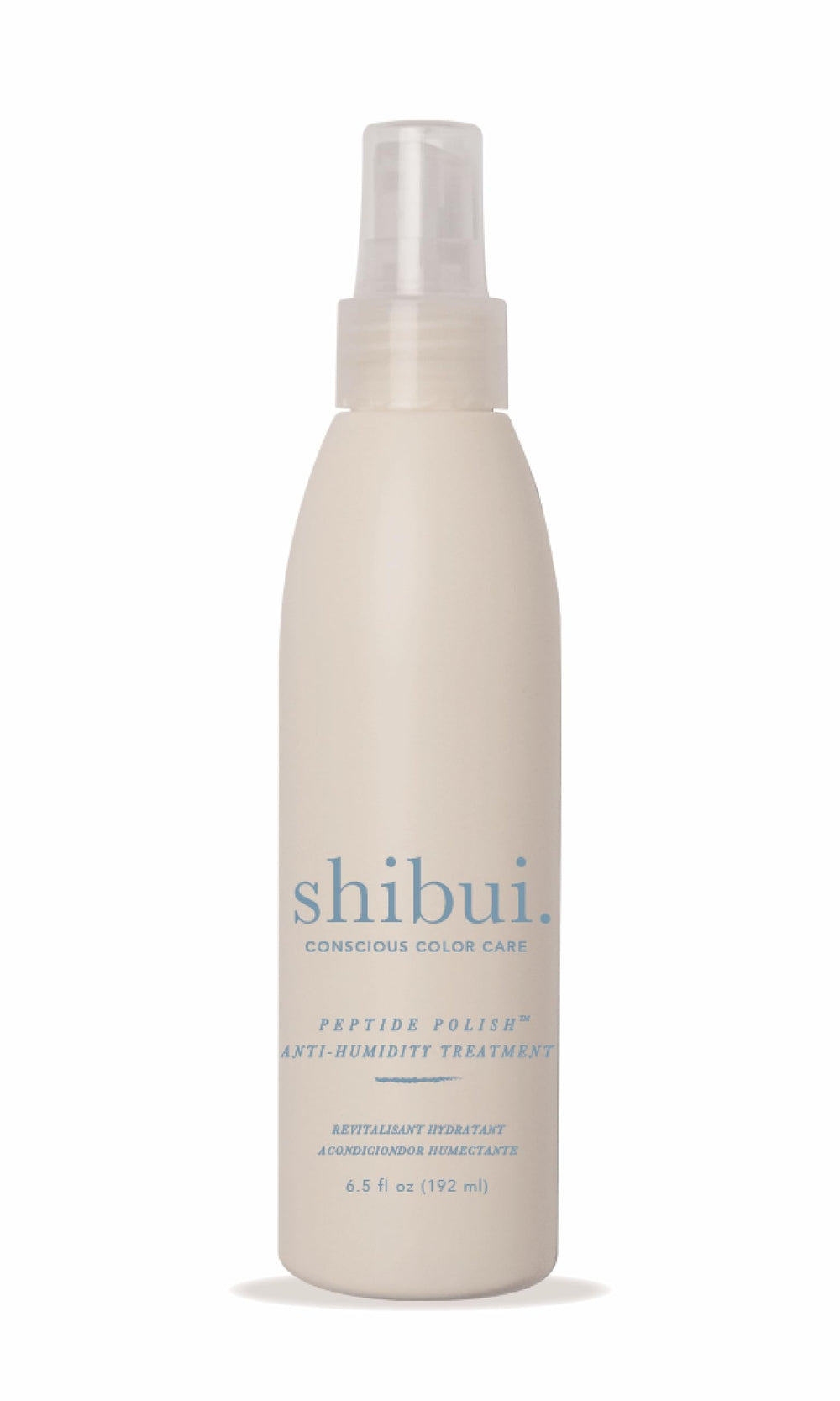 SHIBUI Peptide Polish bottle-application shows featherweight shine mist for quick styling.