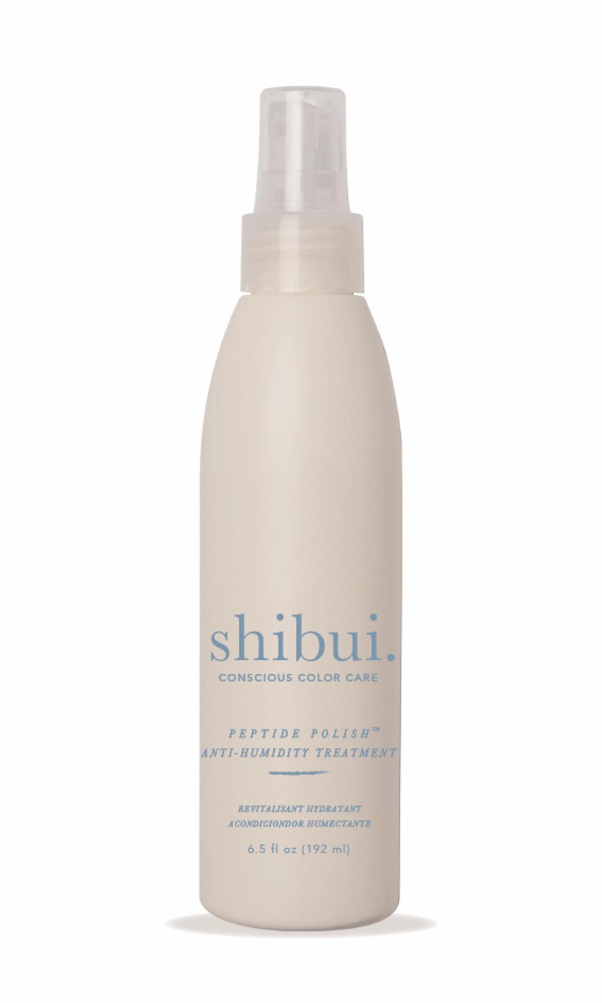SHIBUI Peptide Polish bottle-application shows featherweight shine mist for quick styling.