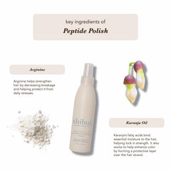 SHIBUI Peptide Polish shine close-up highlights radiant gloss on hair.