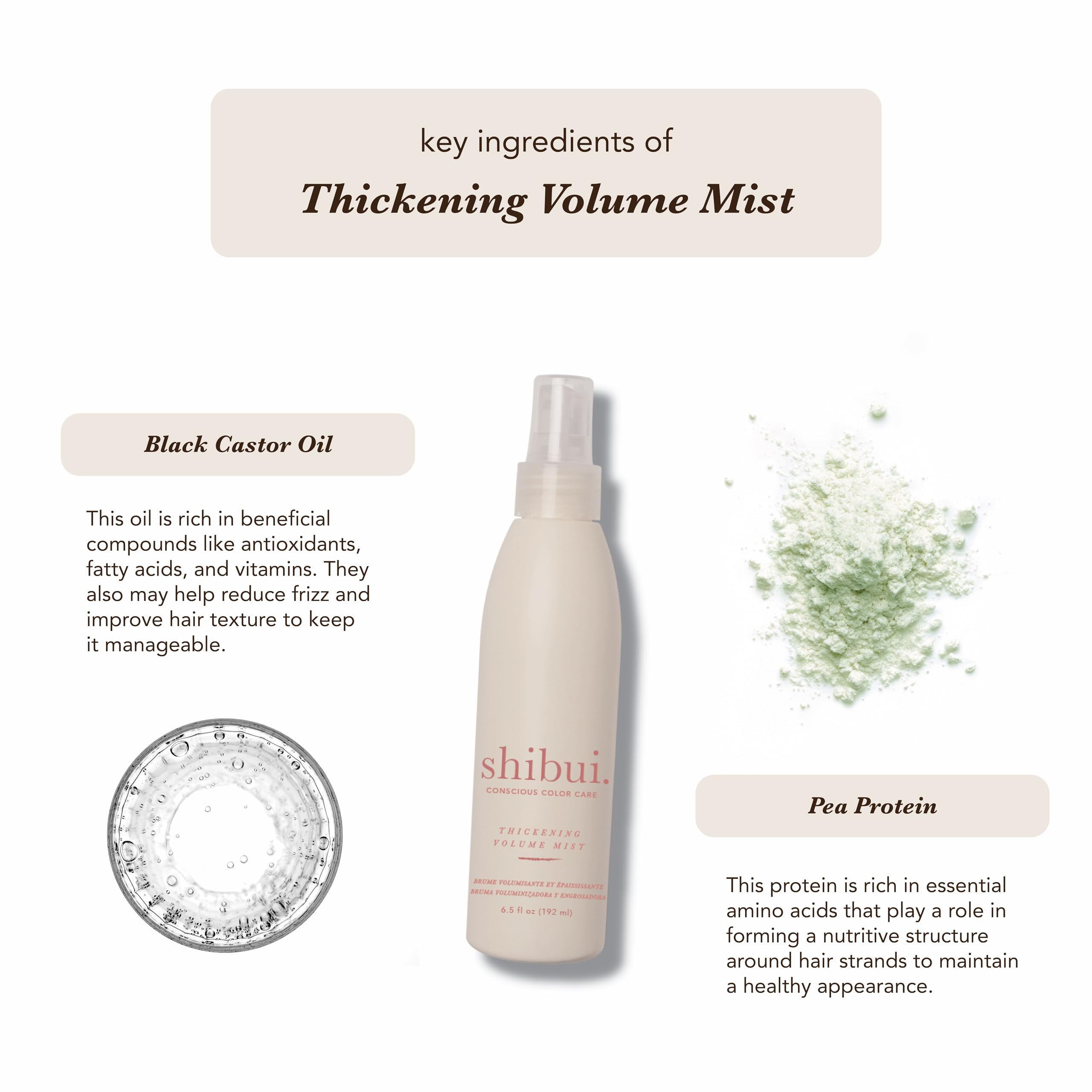 SHIBUI Thickening Volume Mist on hair texture highlights defined body and shine.