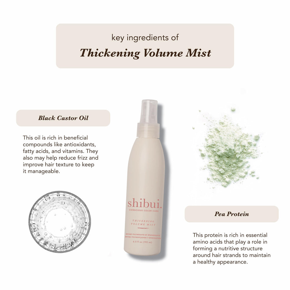 SHIBUI Thickening Volume Mist on hair texture highlights defined body and shine.
