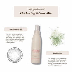 SHIBUI Thickening Volume Mist on hair texture highlights defined body and shine.