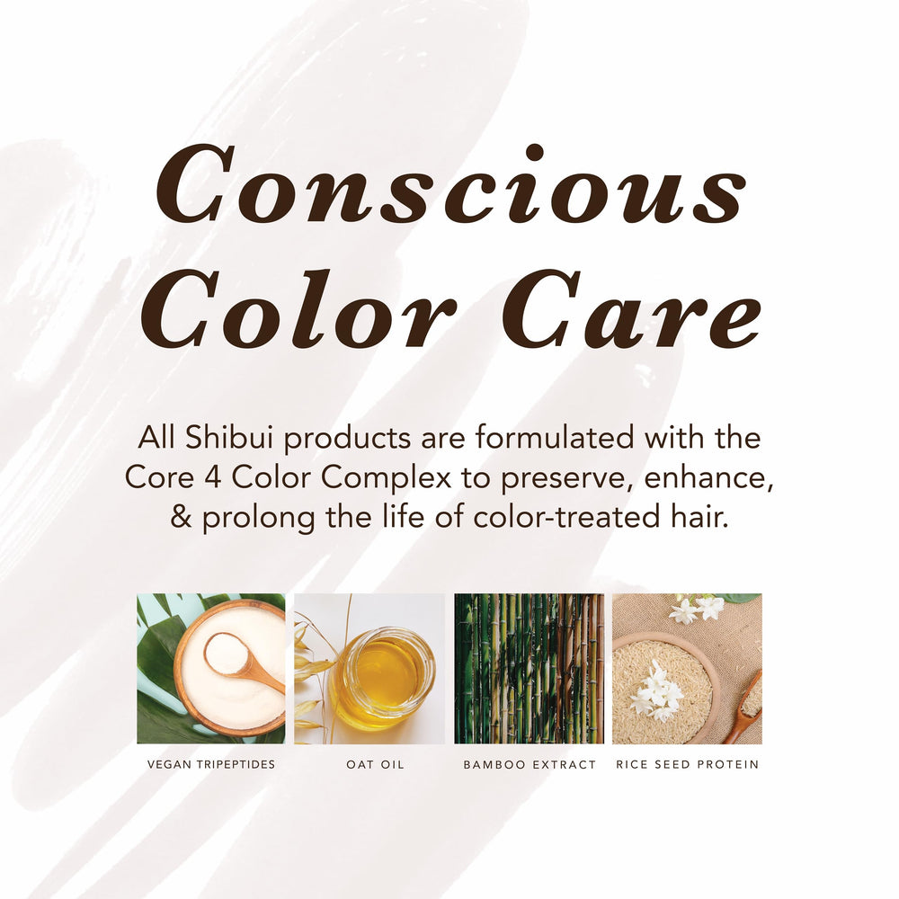 Shibui Ultra Hydrating Shampoo ingredient label with vegan, sulfate-free formula outlined.