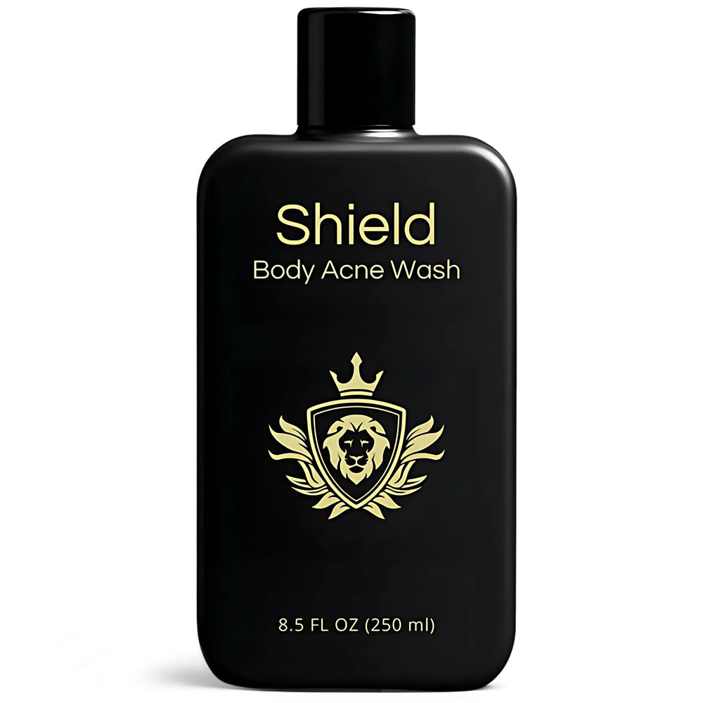 Shield Men's Acne Body Wash bottle-front view for daily back and shoulder cleanse