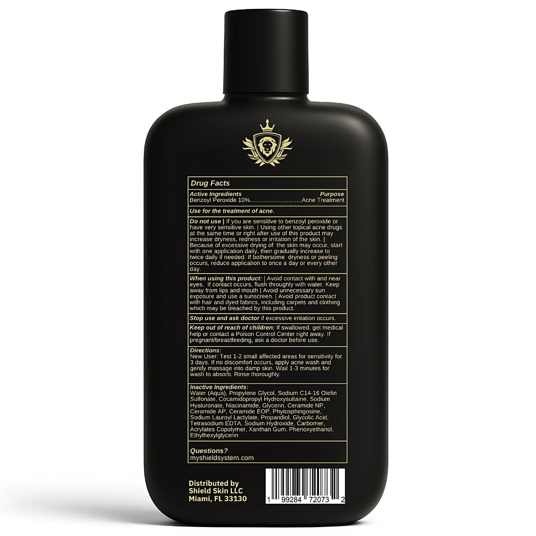 Shield Men's Acne Body Wash unscented finish shows soft skin after shower