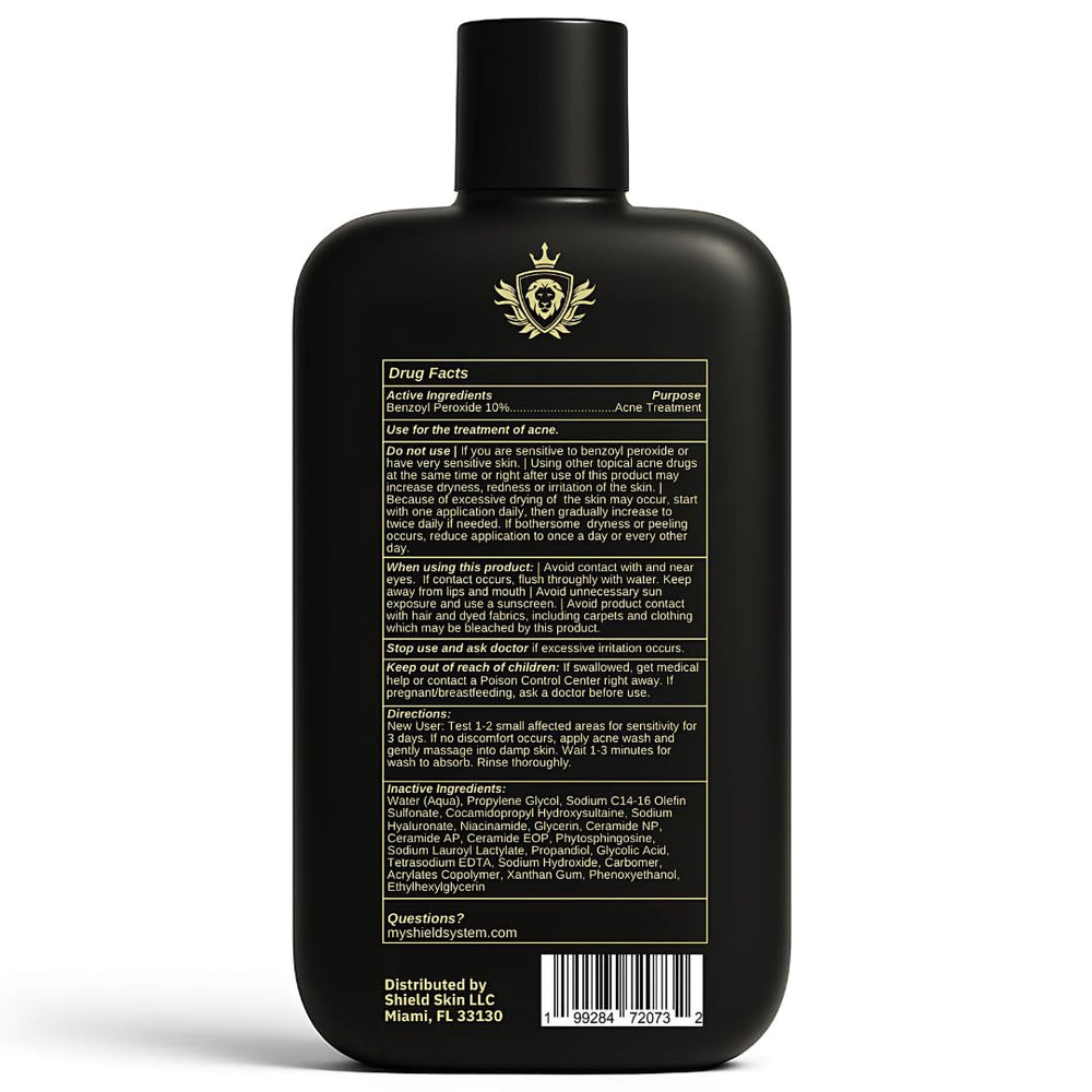 Shield Men's Acne Body Wash unscented finish shows soft skin after shower