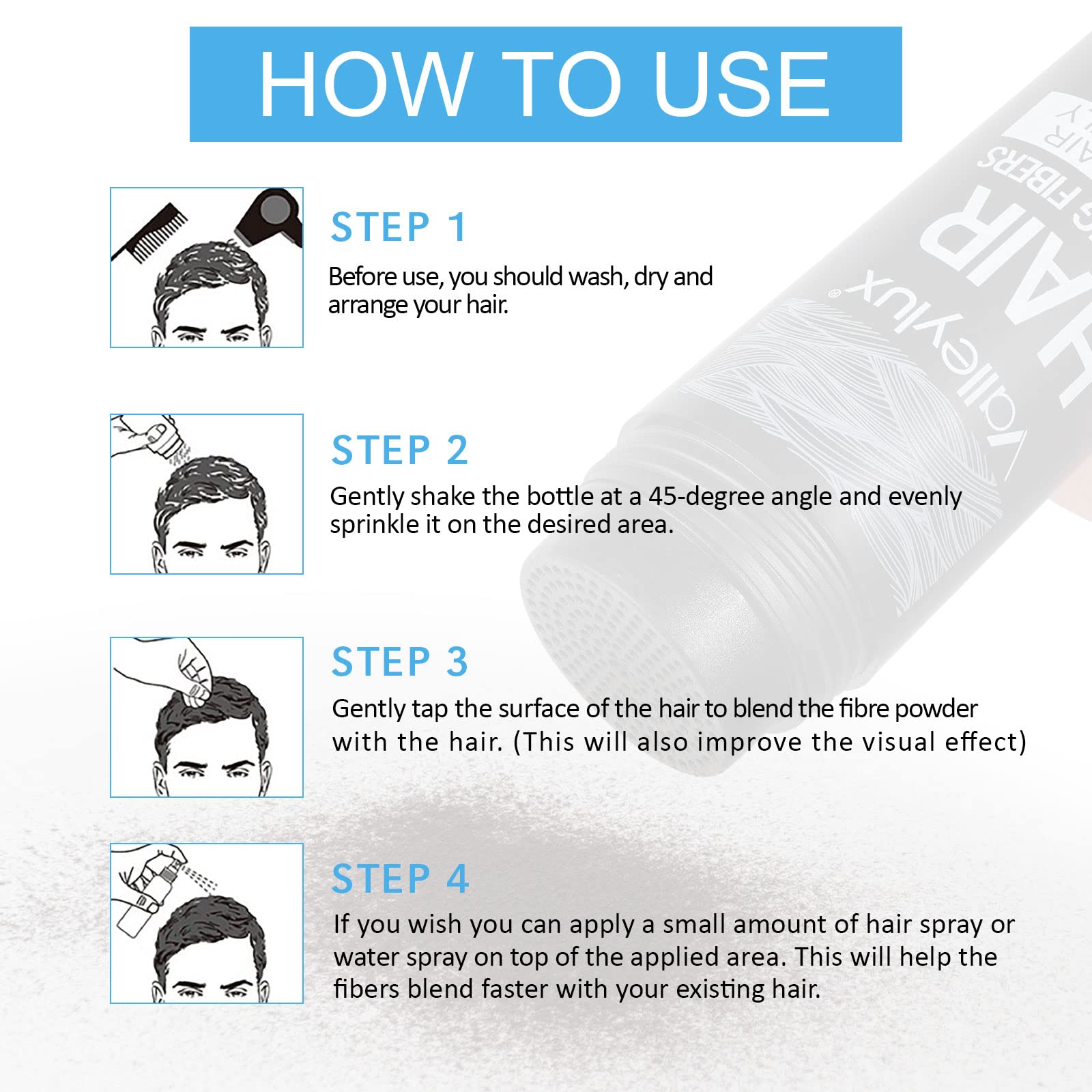 SHIFAKOU Hair fibers easy removal after shower for quick refresh.