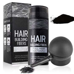 SHIFAKOU Hair Fibers spray-applicator bottle delivers precise coverage for thinning areas.