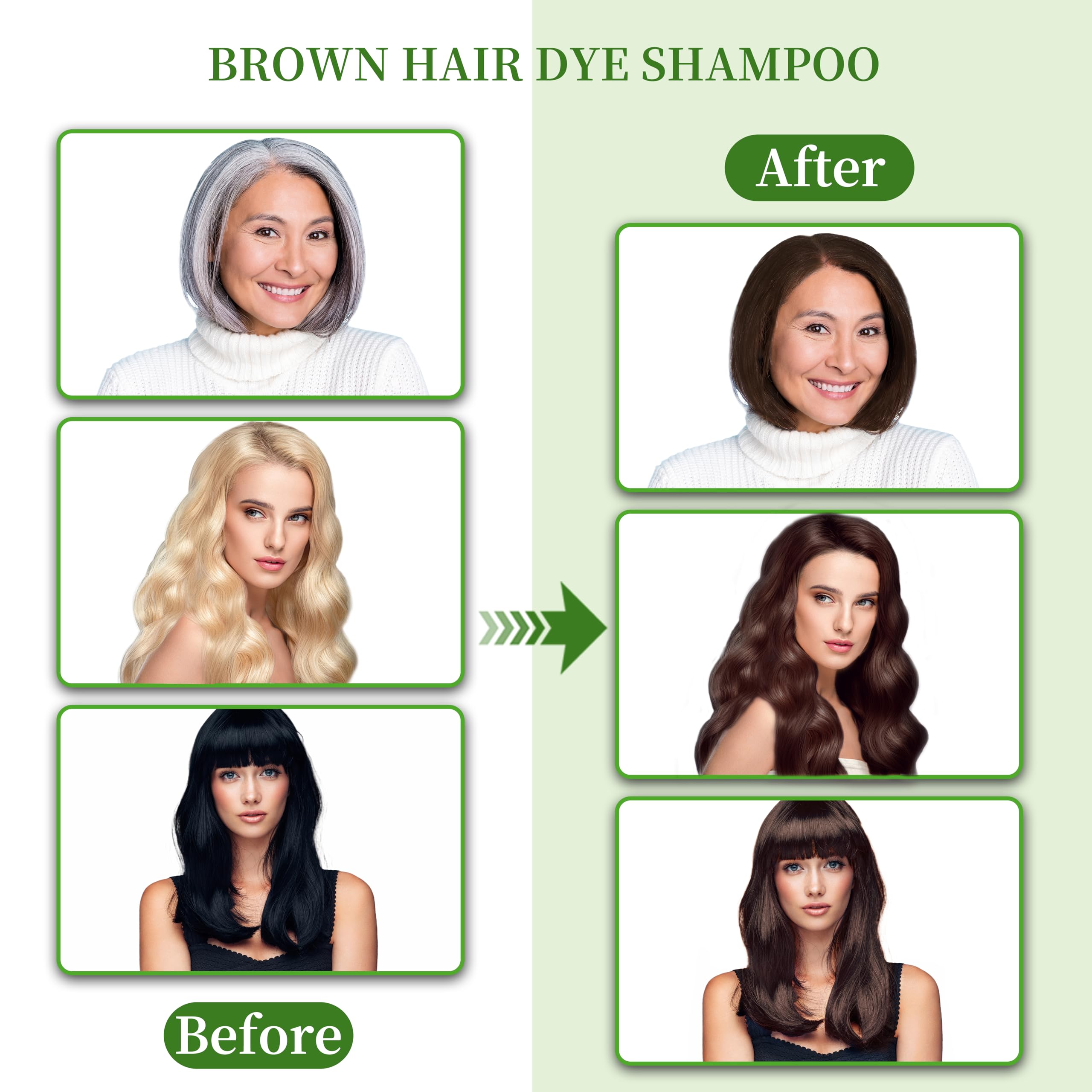 SHIHUANUO 3in-1 hair dye shampoo—no-mess application for convenient color at home.