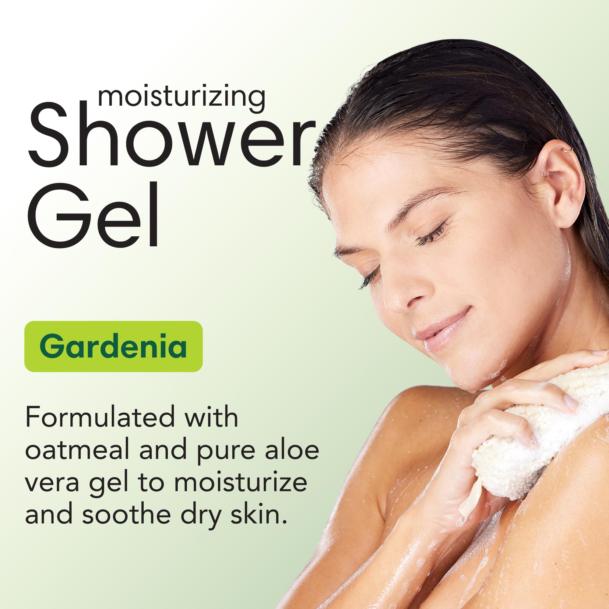Aloe and oatmeal-based gel close-up emphasizes gentle, skin-softening daily care.