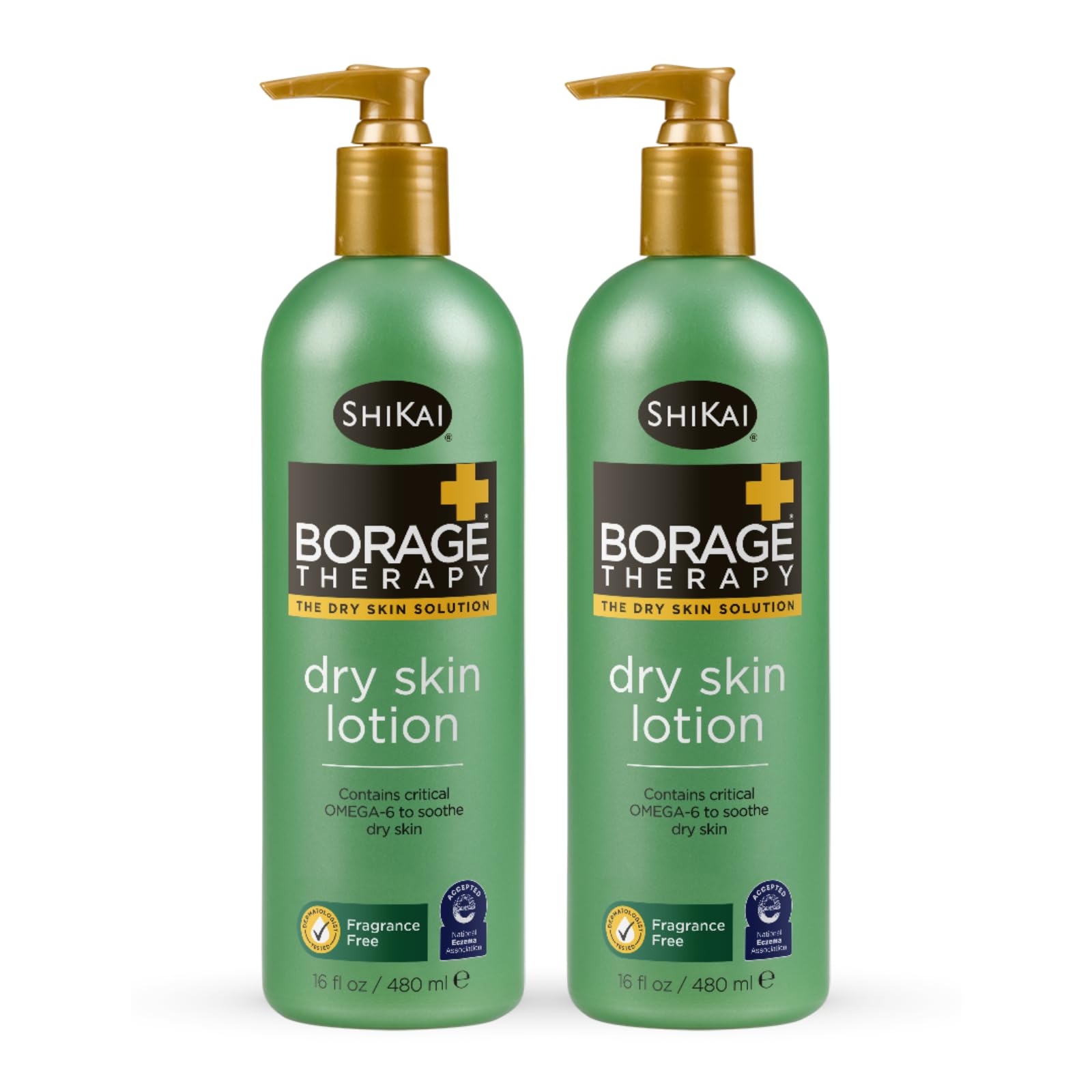 ShiKai Borage Therapy Unscented Lotion bottle pour showing non-greasy hydration.