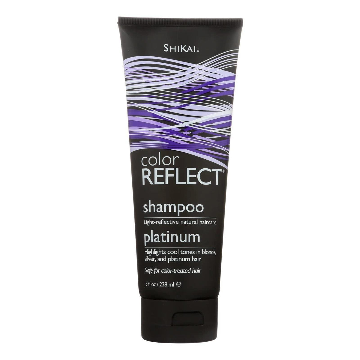 ShiKai Color Reflect Platinum Shampoo pour showing cool-tone shine for blonde and gray hair