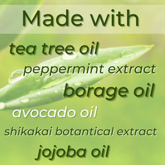 ShiKai Tea Tree Conditioner on bathroom shelf highlighting peppermint and tea tree blend