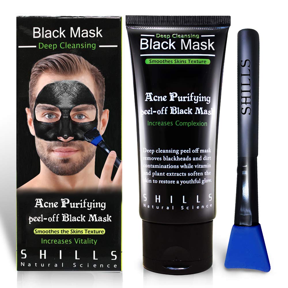 SHILLS Blackhead Remover charcoal mask application close-up for pore cleansing