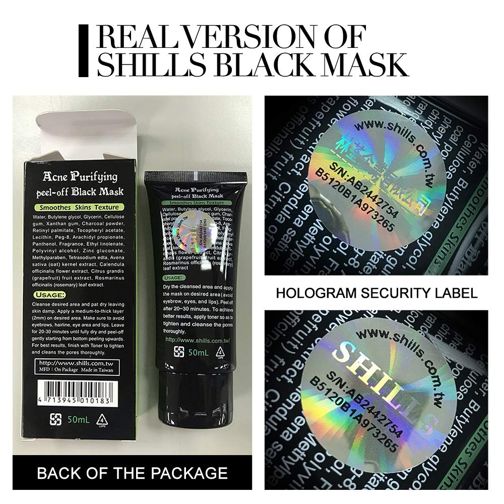 SHILLS charcoal mask close-up showing peeling action for deep cleansing