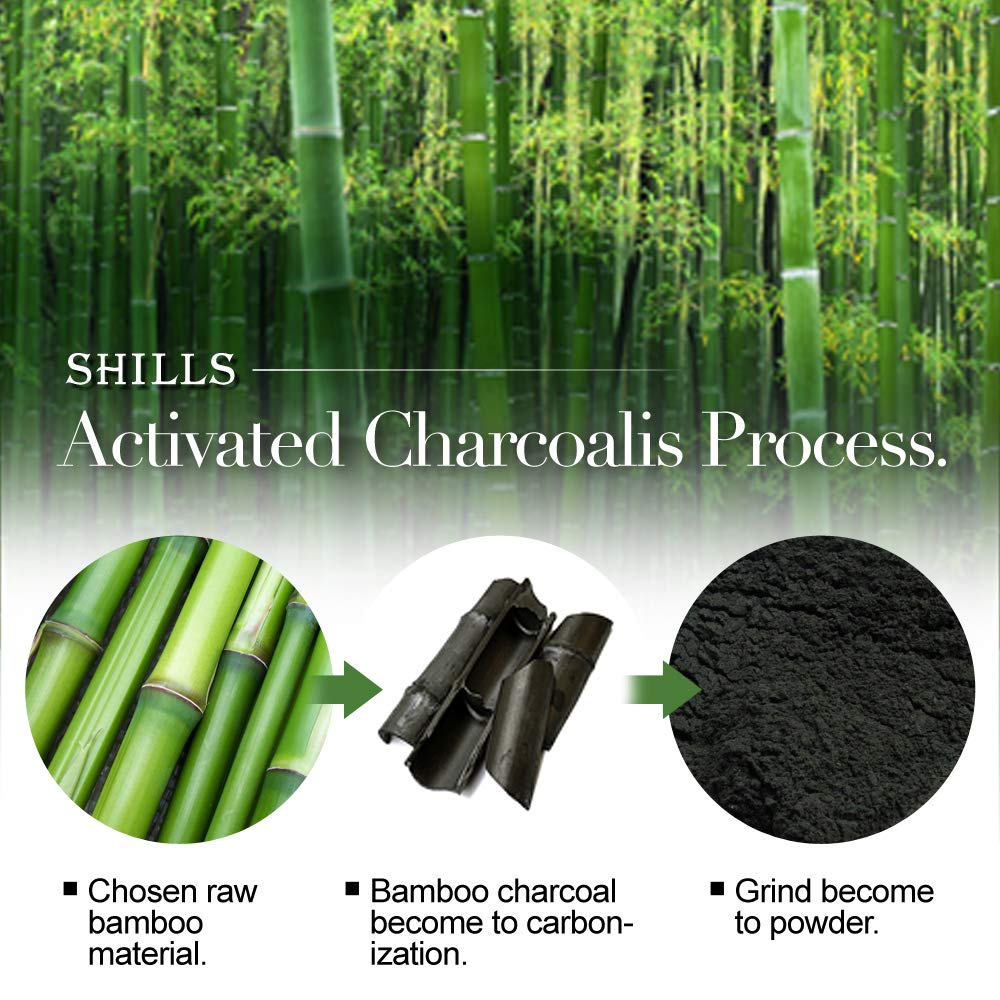 SHILLS charcoal mask for men brush included image illustrating simple routine care.