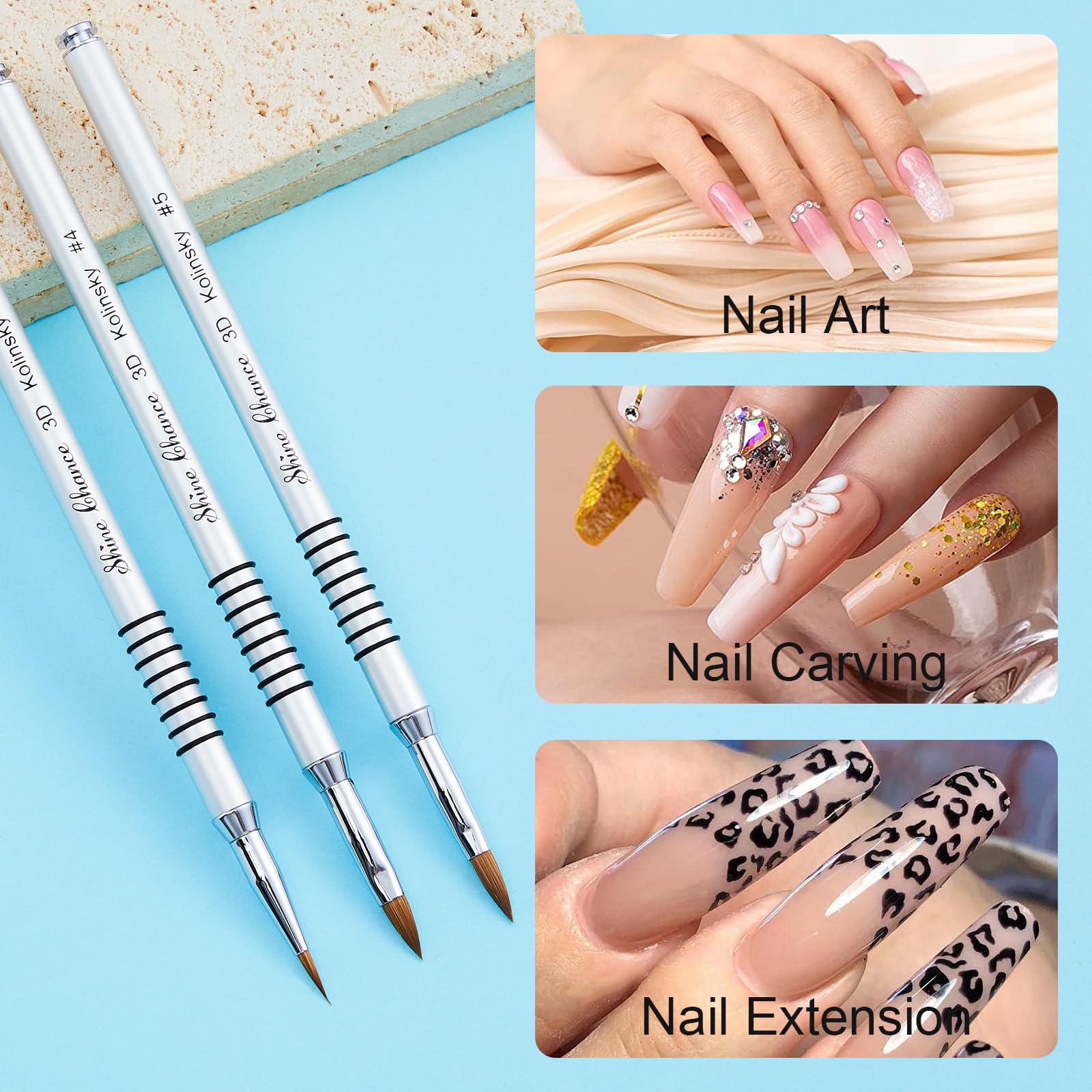 Shine Chance 3D nail brush size 4 ideal for intricate flower accents.