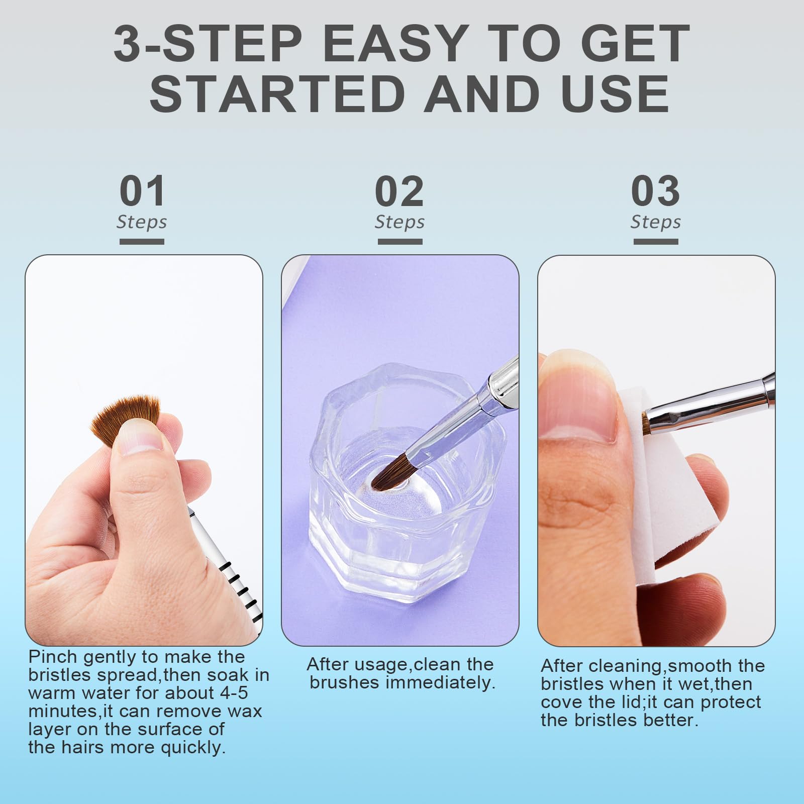 Shine Chance aluminium handle nail brush provides sturdy, sweat-proof grip.