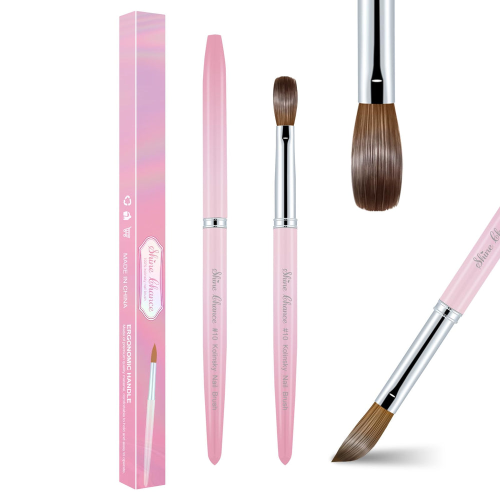Pincel Shine Chance para uñas acrílicas tamaño 10, aplicación precisa y suave.