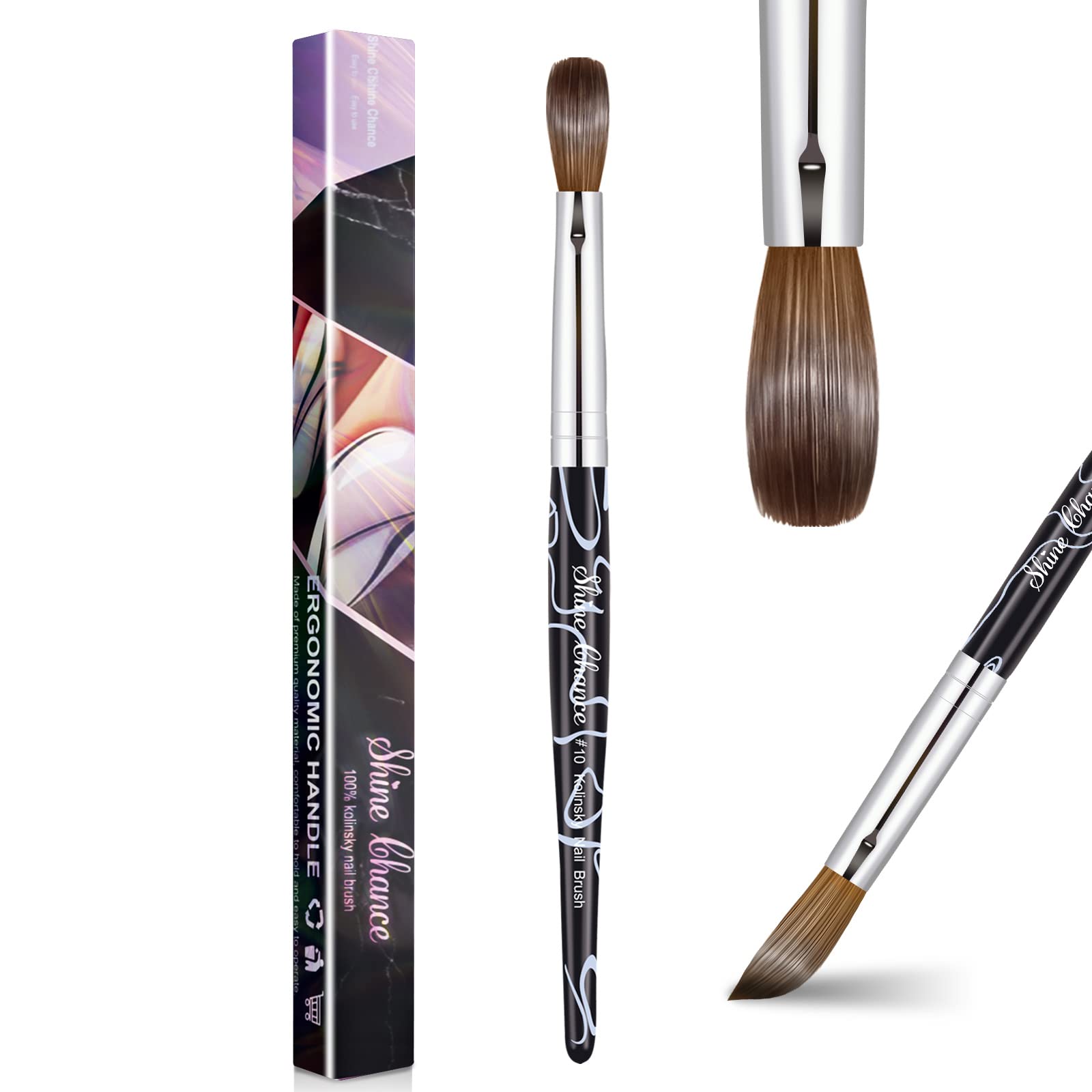 Shine Chance acrylic nail-art brush size 10 oval head for precise application