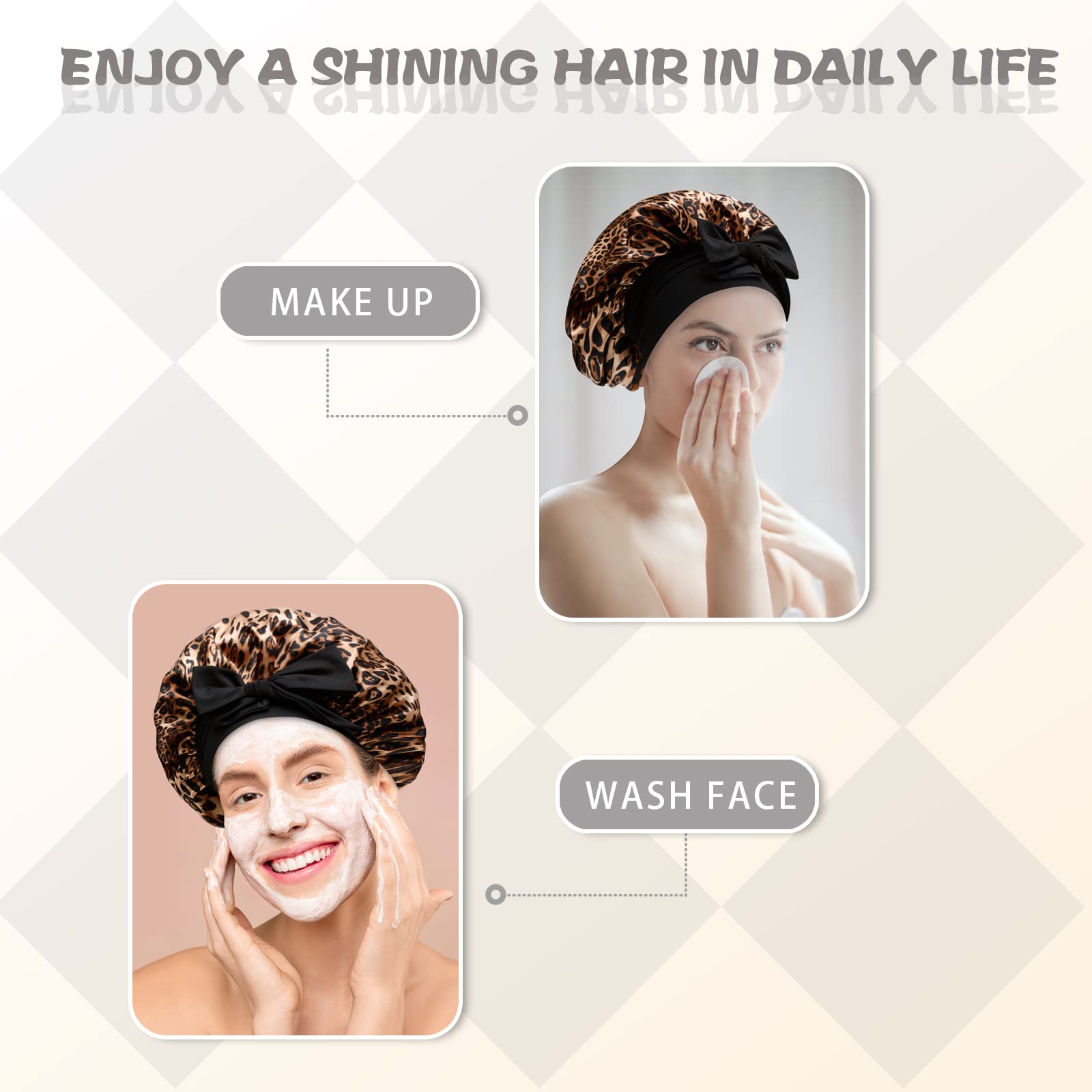 SHINEONME satin bonnet is ideal for skincare prep away from hair