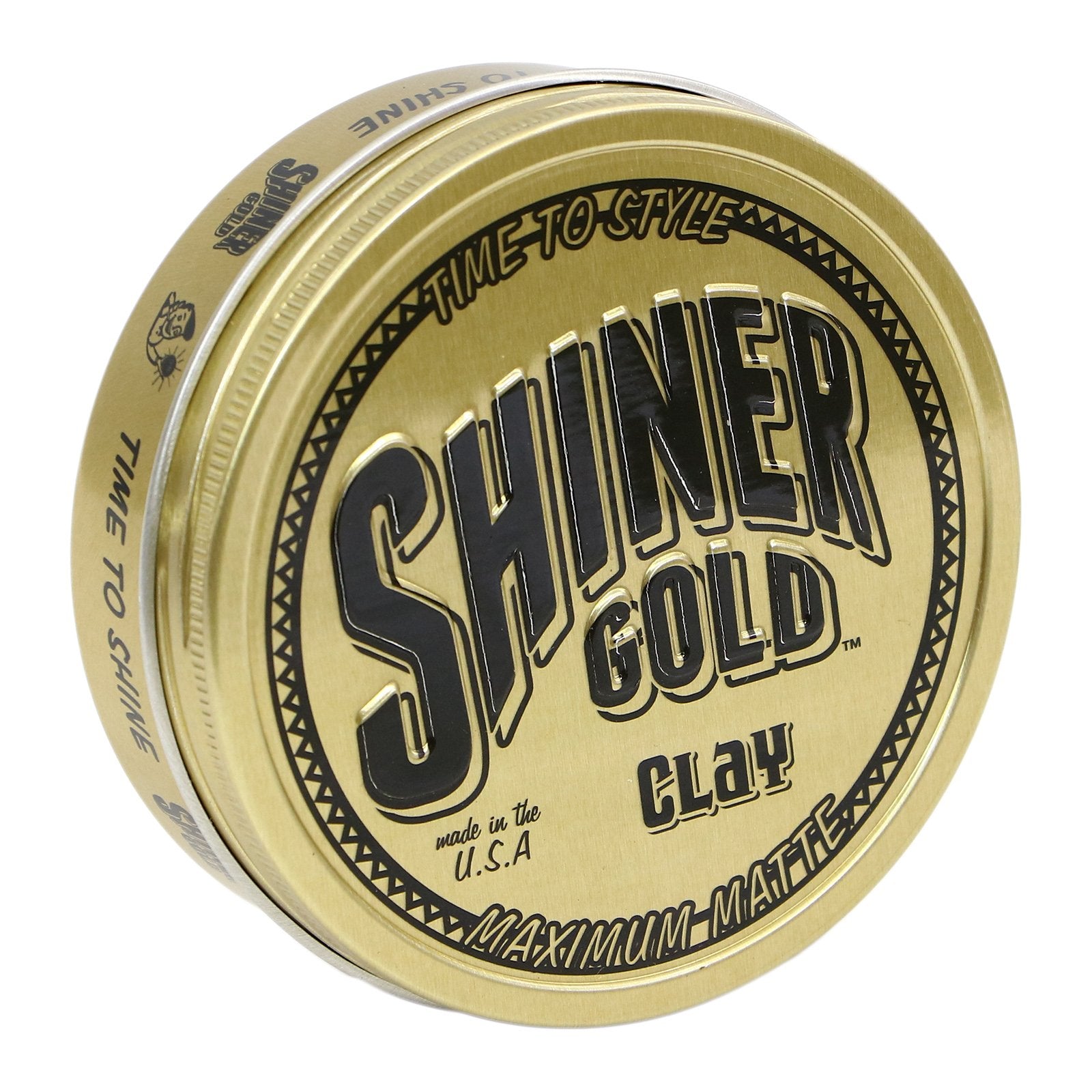 Shiner Gold Pomade jar closeup showing strong hold and matte finish