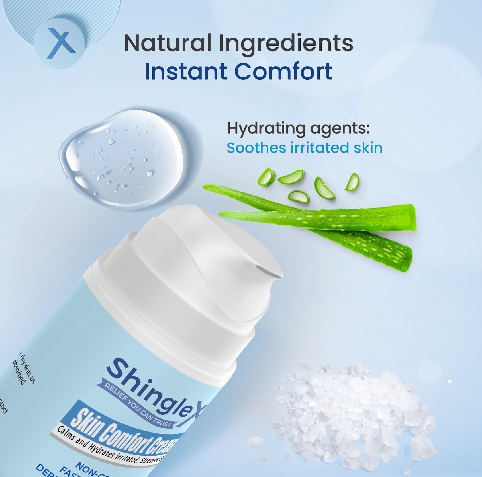 ShingleX Moisturizing Skin Cream fragrance-free label supports irritation-free daily use.