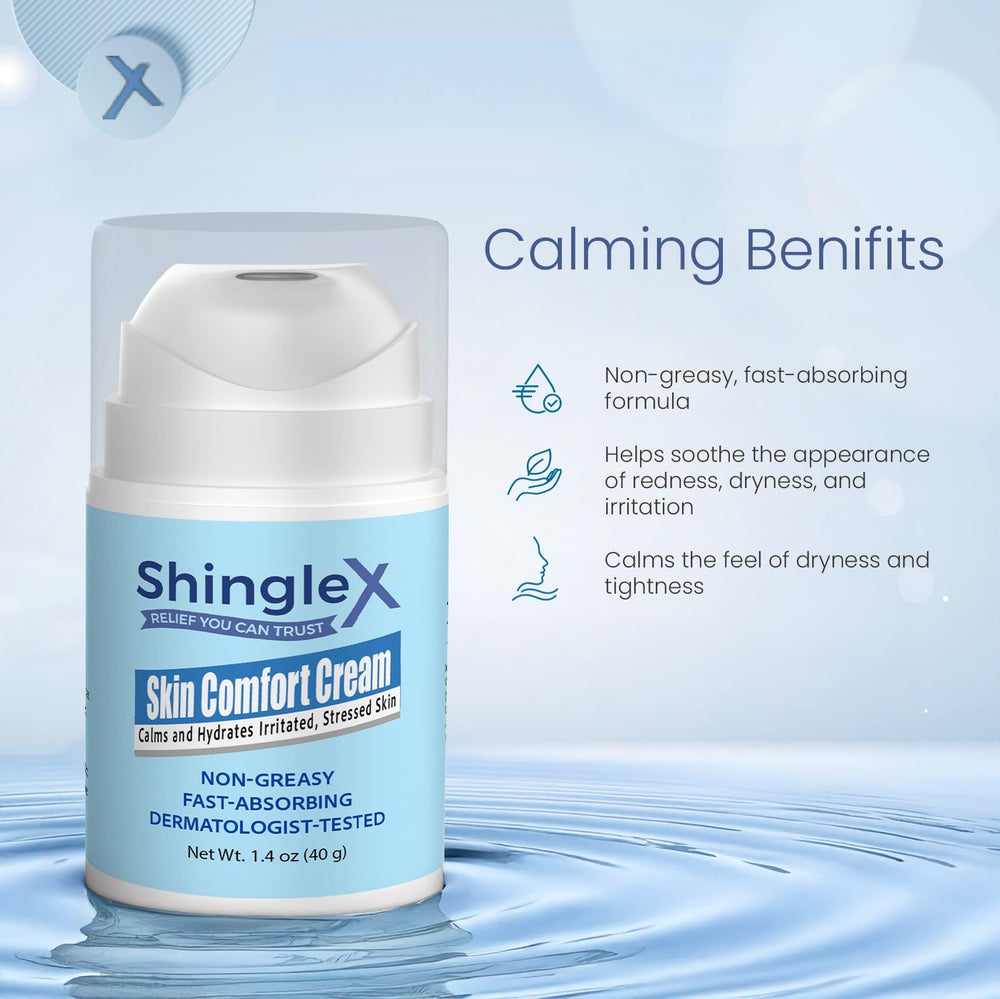 ShingleX Moisturizing Skin Cream travel-size shown for on-the-go hydration.