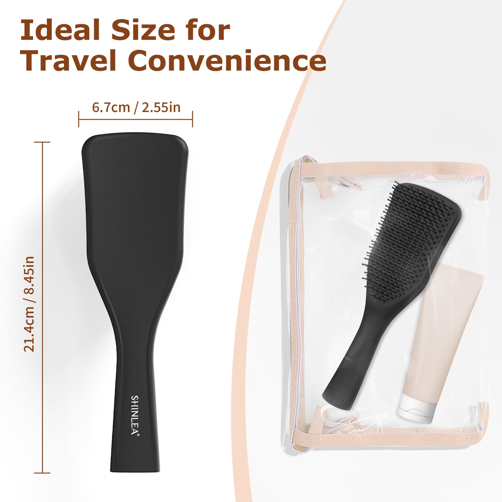 SHINLEA detangler brush-soft-teeth-massage provides a soothing brushing experience.