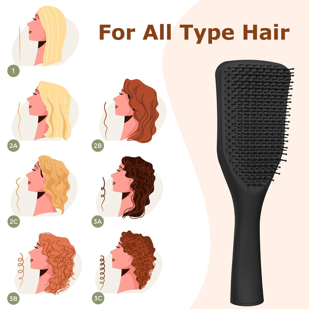 SHINLEA detangler brush for wet and dry hair, minimizes tugging during showers.