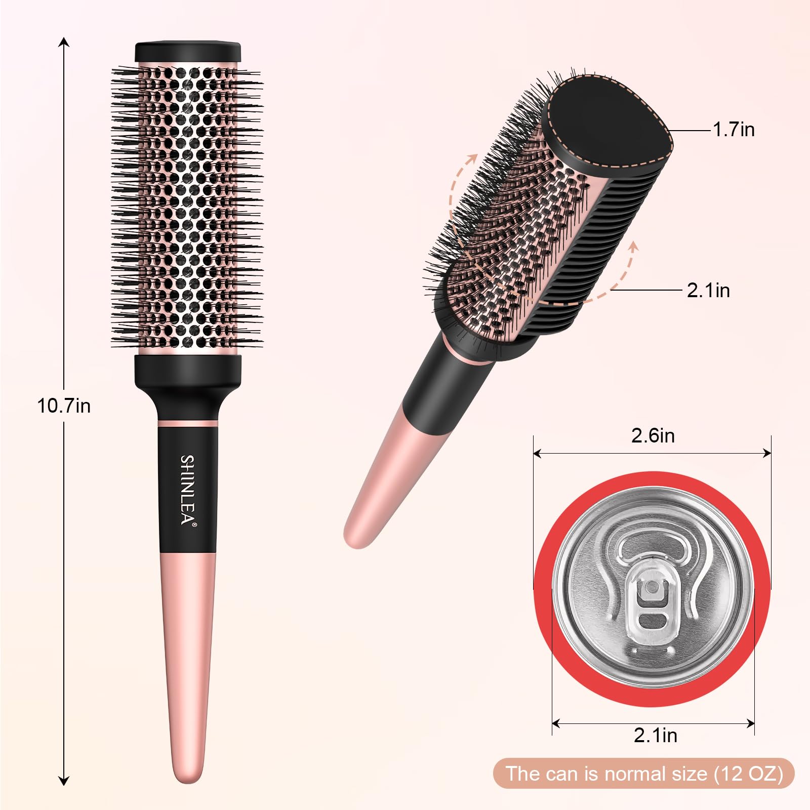 SHINLEA round brush with 3D detangling teeth eases detangling and snag-free styling.