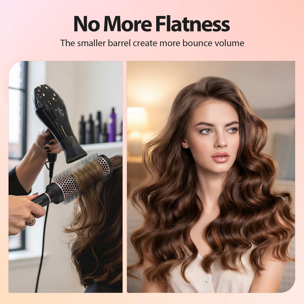 SHINLEA round brush ergonomic non-slip handle improves comfort while styling.